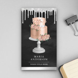 Silber tropft rosa Blumenkuchen Gebäck Konditor Bä Visitenkarte