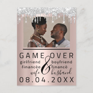 Silber TropftLustiges Save The Date Paarfoto Postkarte