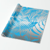Silber-tropisches Dschungelmuster auf blau Geschenkpapier (Ungerollt)