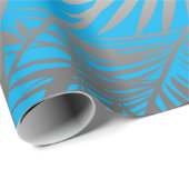 Silber-tropisches Dschungelmuster auf blau Geschenkpapier (Rolleneckpunkt)
