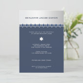 Silber u. Marine - Bar Mitzvah Einladung (Stehend Vorderseite)