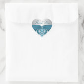 Silber und Aquamariner Damask Danke, Sticker (Tasche)