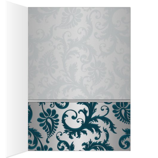 Silber und Aquamariner Damaske II Tischnummer Card (Innen (Rechts))