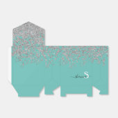 Silber und Aquamariner Monogram Aqua Blue Sparkle Geschenkschachtel (Ungefaltet)