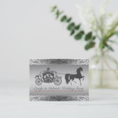 Silber- und Black Horse & Carriage Wedding Design Visitenkarte (Stehend Vorderseite)