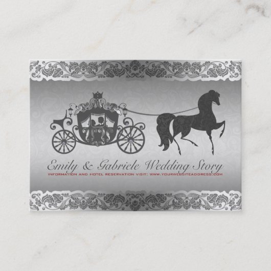 Silber- und Black Horse & Carriage Wedding Design Visitenkarte (Vorderseite)