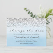 Silber und Blau ändern das Datum Einladung (Stehend Vorderseite)