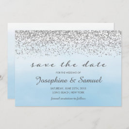 Silber und Blau Save the Date Einladung