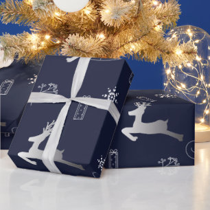 Silber und Blau Weihnachten Geschenkpapier