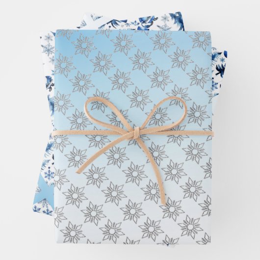 Silber und Blau Weihnachten Geschenkpapier Set (Beispiel)