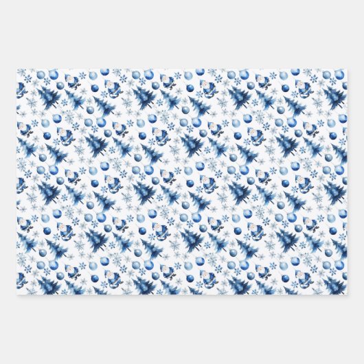 Silber und Blau Weihnachten Geschenkpapier Set (Vorderseite 3)