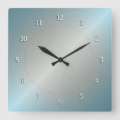 Silber und blaue Farbverlauf mit metallischem Glan Quadratische Wanduhr (Vorderseite)