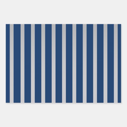 Silber- und Blauer Diagonalstreifen-Muster Geschenkpapier Set (Vorderseite 2)