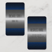 Silber und Blauer Edelstahl Metallloch Visitenkarte (Vorne/Hinten)