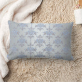 Silber und Blauer Extravaganter Damast Lendenkissen (Decke)