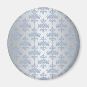 Silber und Blauer Extravaganter Damast Magnet