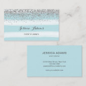 Silber und Blauer Streifen Visitenkarte (Vorne/Hinten)