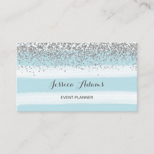 Silber und Blauer Streifen Visitenkarte (Vorderseite)