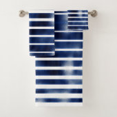Silber und BLue fette Streifen Badhandtuch Set (Insitu)
