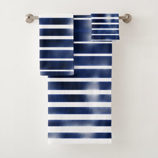 Silber und BLue fette Streifen Badhandtuch Set (Insitu)
