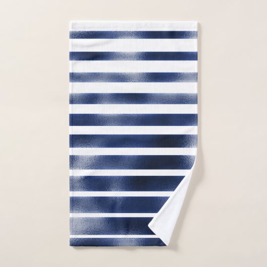 Silber und BLue fette Streifen Badhandtuch Set (Handtuch)