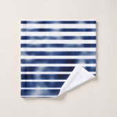 Silber und BLue fette Streifen Badhandtuch Set (Waschlappen)