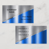 Silber und Blue Luxury Metallic Visitenkarte (Vorne/Hinten)
