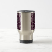 Silber und Bordeaux-Damast-Monogramm Reisebecher (Mittel)