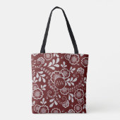 Silber und Cherry Red Viktorianisch Lace Monogram Tasche (Rückseite)