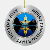 Silber und Diamanten Foto Rahmen US-Hauptstadt Keramik Ornament (Hinten)