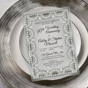 Silber- und Diamantene 10. Hochzeitstag-Party Acryleinladungen