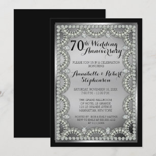 Silber- und Diamantene 70. Hochzeitstag-Party Einladung