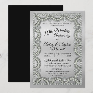 Silber- und Diamantene Hochzeit zum 10. Hochzeitst Einladung