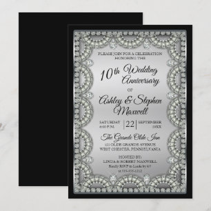 Silber- und Diamantene Hochzeit zum 10. Jubiläum Einladung