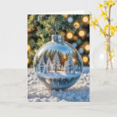 Silber und Glas Weihnachtsschmuck Karte (Gelbe Blume)