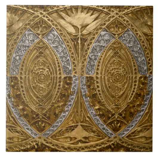 Silber- und Gold-Art-Deco-Muster Fliese (Vorderseite)