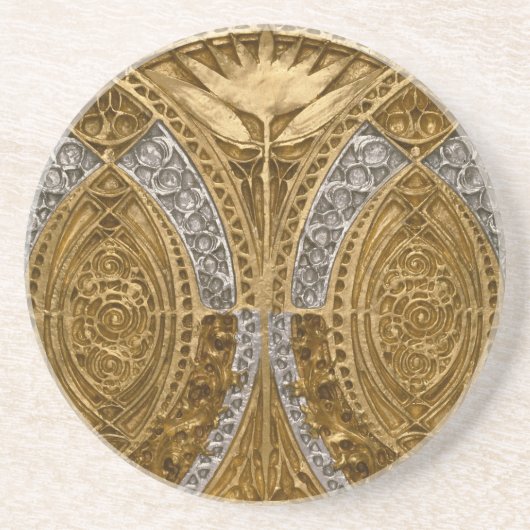 Silber- und Gold-Art-Deco-Muster Getränkeuntersetzer (Vorne)