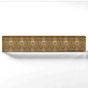 Silber- und Gold-Art-Deco-Muster Namensplakette