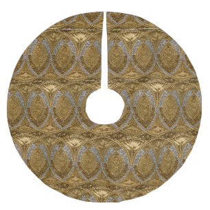 Silber- und Gold-Art-Deco-Muster Polyester Weihnachtsbaumdecke