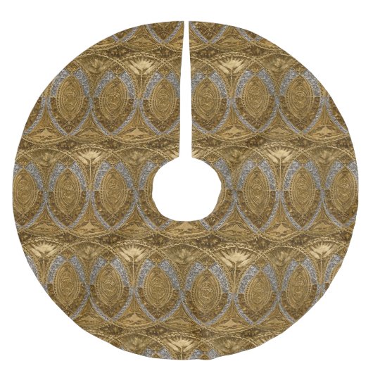 Silber- und Gold-Art-Deco-Muster Polyester Weihnachtsbaumdecke (Vorderseite)