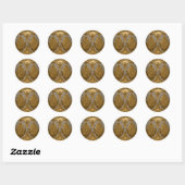 Silber- und Gold-Art-Deco-Muster Runder Aufkleber (Blatt)