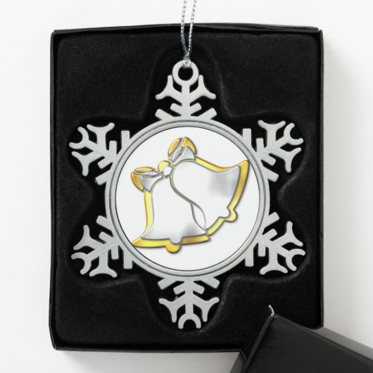 Silber und Gold Bells Weihnachten Schneeflocken Zinn-Ornament (Box)