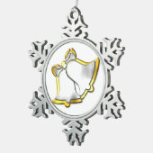 Silber und Gold Bells Weihnachten Schneeflocken Zinn-Ornament (Rechts)