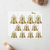 Silber und Gold Bells Weihnachtskarte Mitteilungskarte (Vorderseite/Rückseite Beispiel)