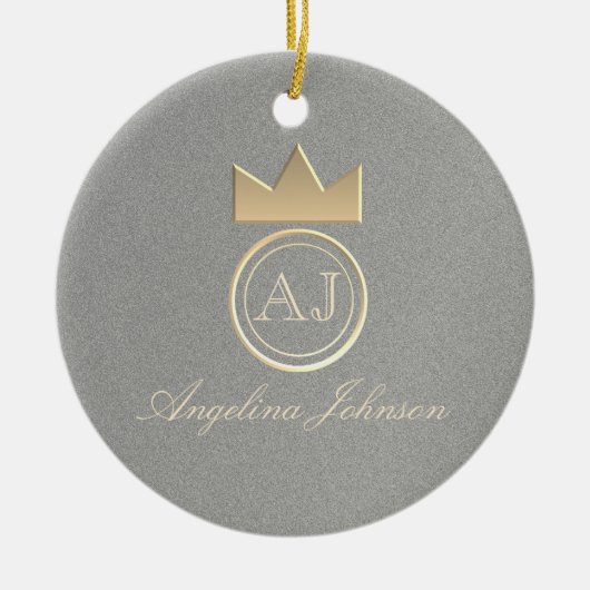 Silber und Gold Crown Montag Keramik Ornament (Vorne)