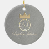 Silber und Gold Crown Montag Keramik Ornament (Hinten)