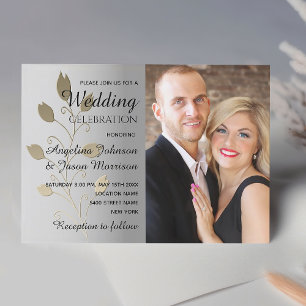 Silber und Gold Foto Hochzeit Einladung