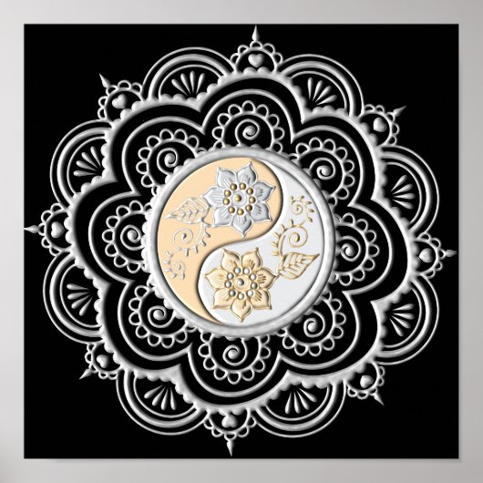 Silber- und Gold-Mandala Poster (Vorne)