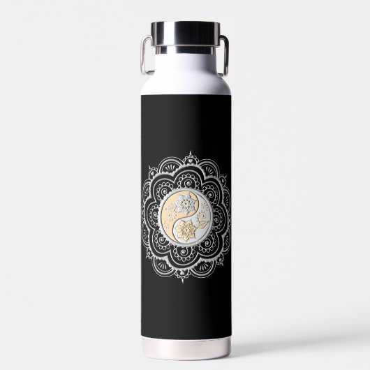 Silber- und Gold-Mandala-Wasserflasche Trinkflasche (Vorne)