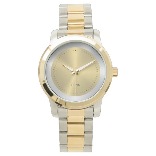 Silber- und Gold-Metallische Imitate aus Edelstahl Armbanduhr (Vorderseite)